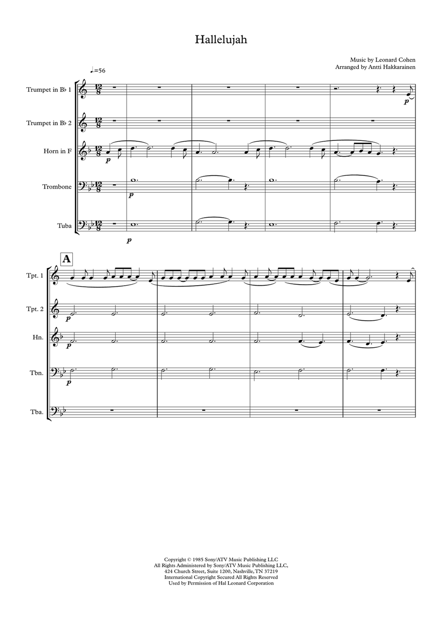 Hallelujah Brass Ensemble scores gallery preview page 2