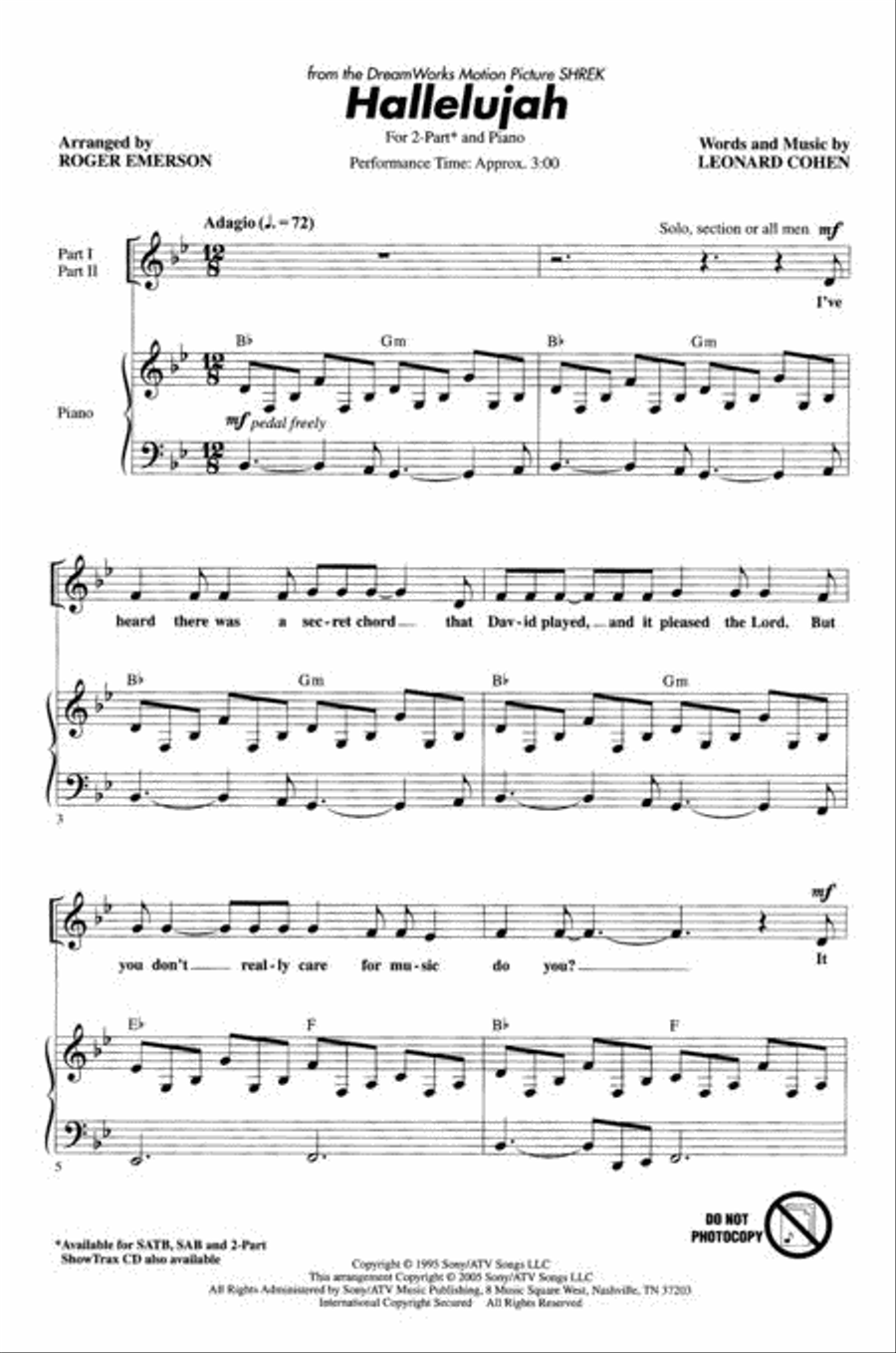Hallelujah 2-Part scores gallery preview page 2