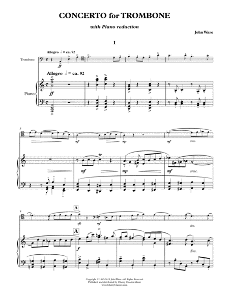 Concerto for Trombone and Piano accompaniment (piano reduction)
