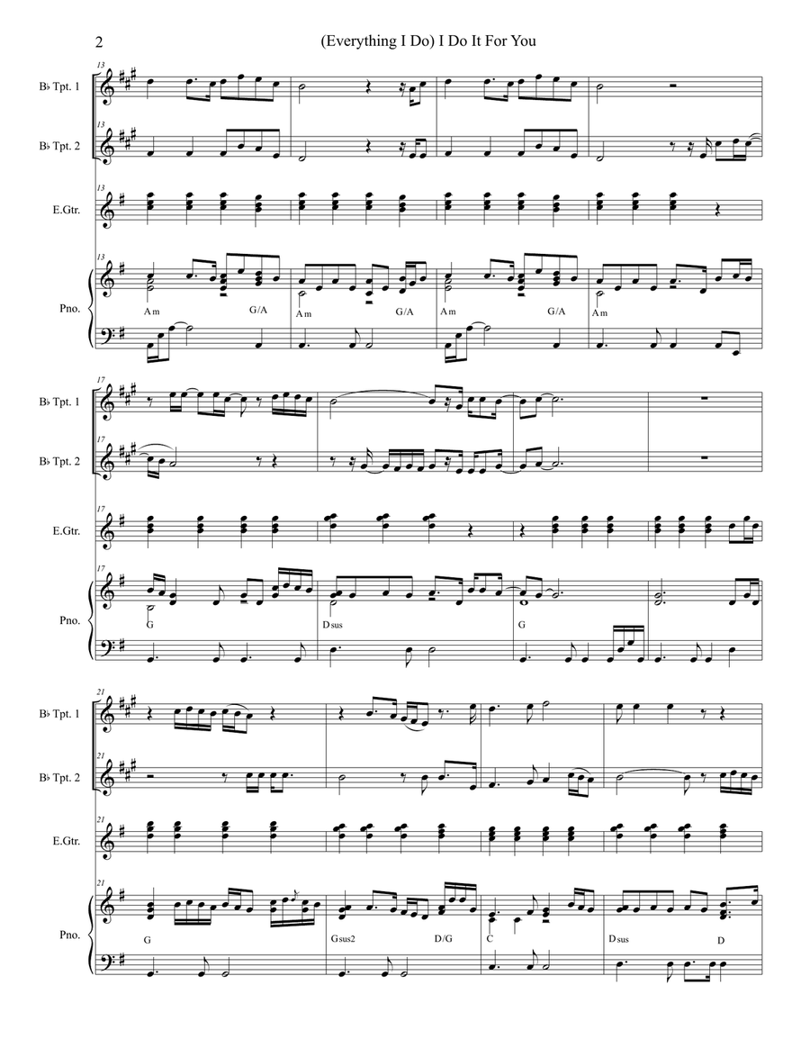 (Everything I Do) I Do It For You Trumpet Duet scores gallery preview page 2