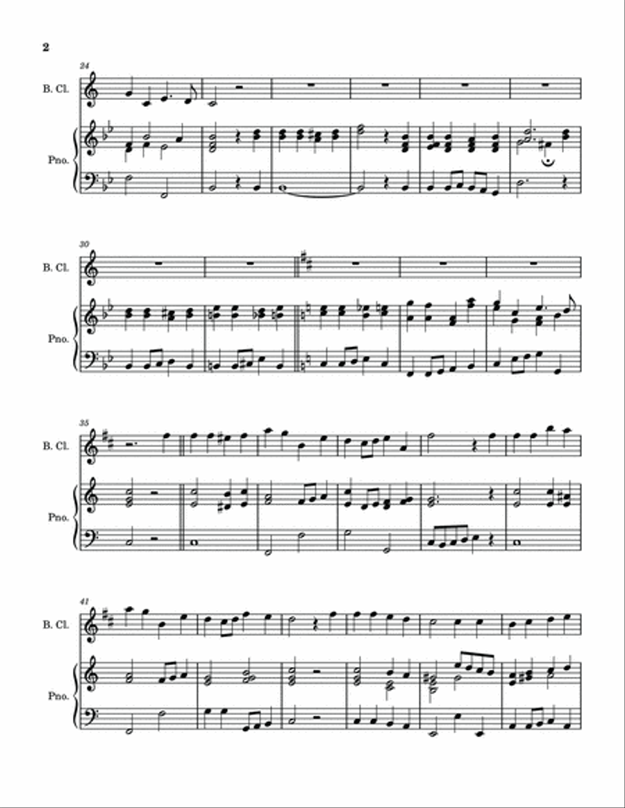 O Little Town of Bethlehem - Bass Clarinet with Piano accompaniment Bass Clarinet scores gallery preview page 3