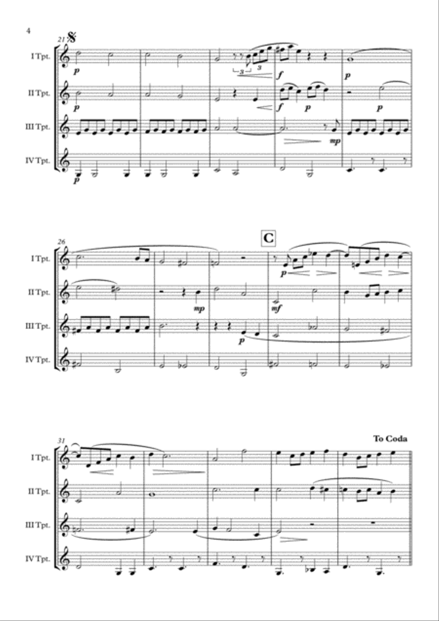 Over The Rainbow (from The Wizard Of Oz) Brass Quartet scores gallery preview page 5