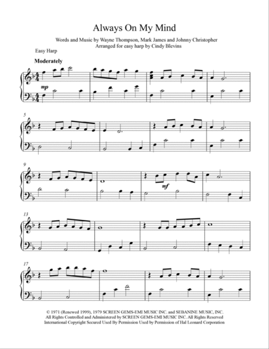 Always On My Mind Harp scores gallery preview page 2