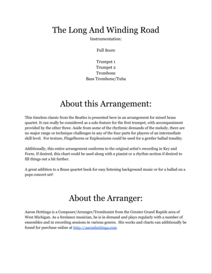 The Long And Winding Road Brass Ensemble scores gallery preview page 2