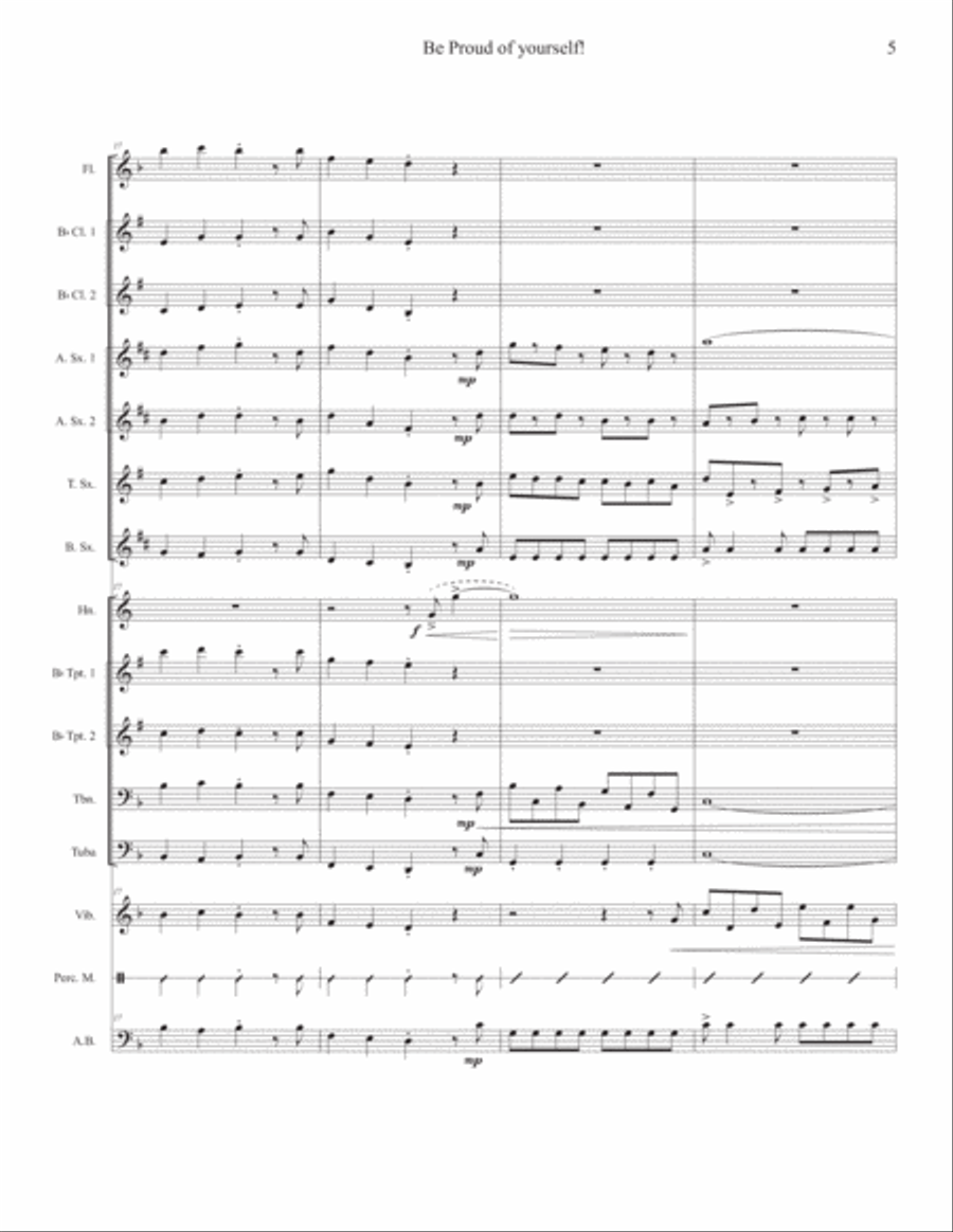 Be Proud of Yourself! For Small Wind Ensemble Concert Band scores gallery preview page 6