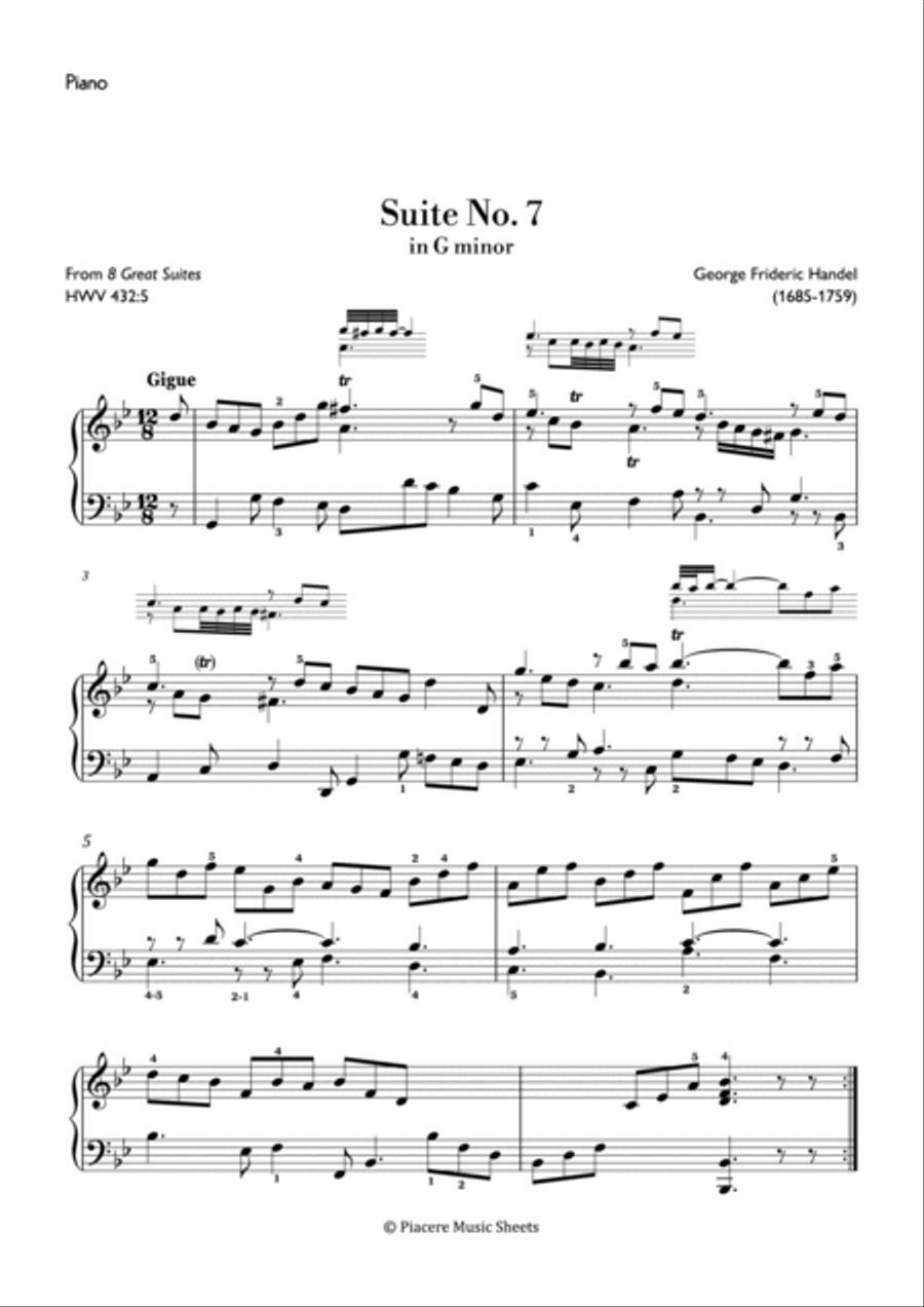 Handel - Gigue from Suite No 7 in G Minor HWV 432 - Intermediate Piano Method scores gallery preview page 2