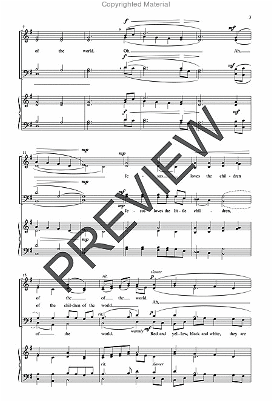 Jesus Loves the Little Children 4-Part scores gallery preview page 3