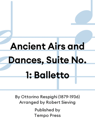 Book cover for Ancient Airs and Dances, Suite No. 1: Balletto