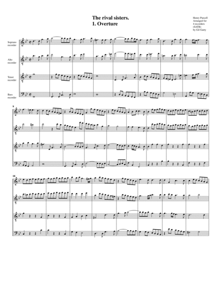 The rival sisters overture (arrangement for 4 recorders (SATB))