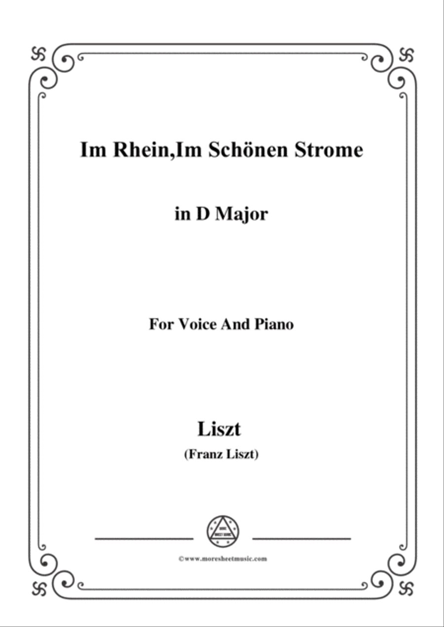 Liszt-Im Rhein,Im Schönen Strome in D Major,for Voice and Piano Voice Solo scores gallery preview page 1