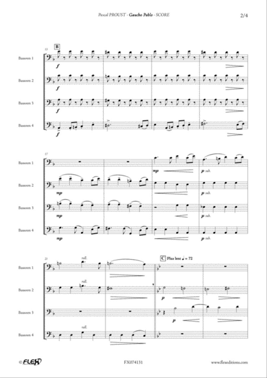Gaucho Pablo Bassoon Quartet scores gallery preview page 4