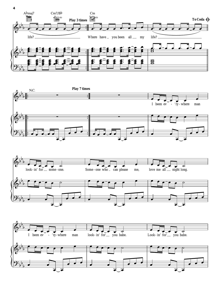 Where Have You Been Piano, Vocal, Guitar scores gallery preview page 4