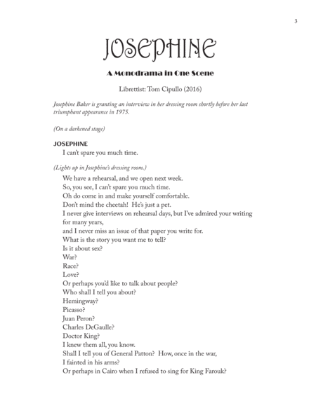 Josephine: A Monodrama in One Scene (Downloadable Libretto)