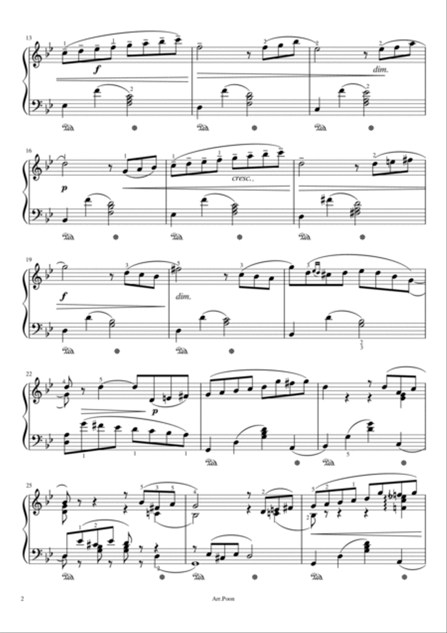 Tchaikovsky - The Seasons, Op. 37a No.6 - June, Barcarolle - Original With Fingered Piano Solo scores gallery preview page 2