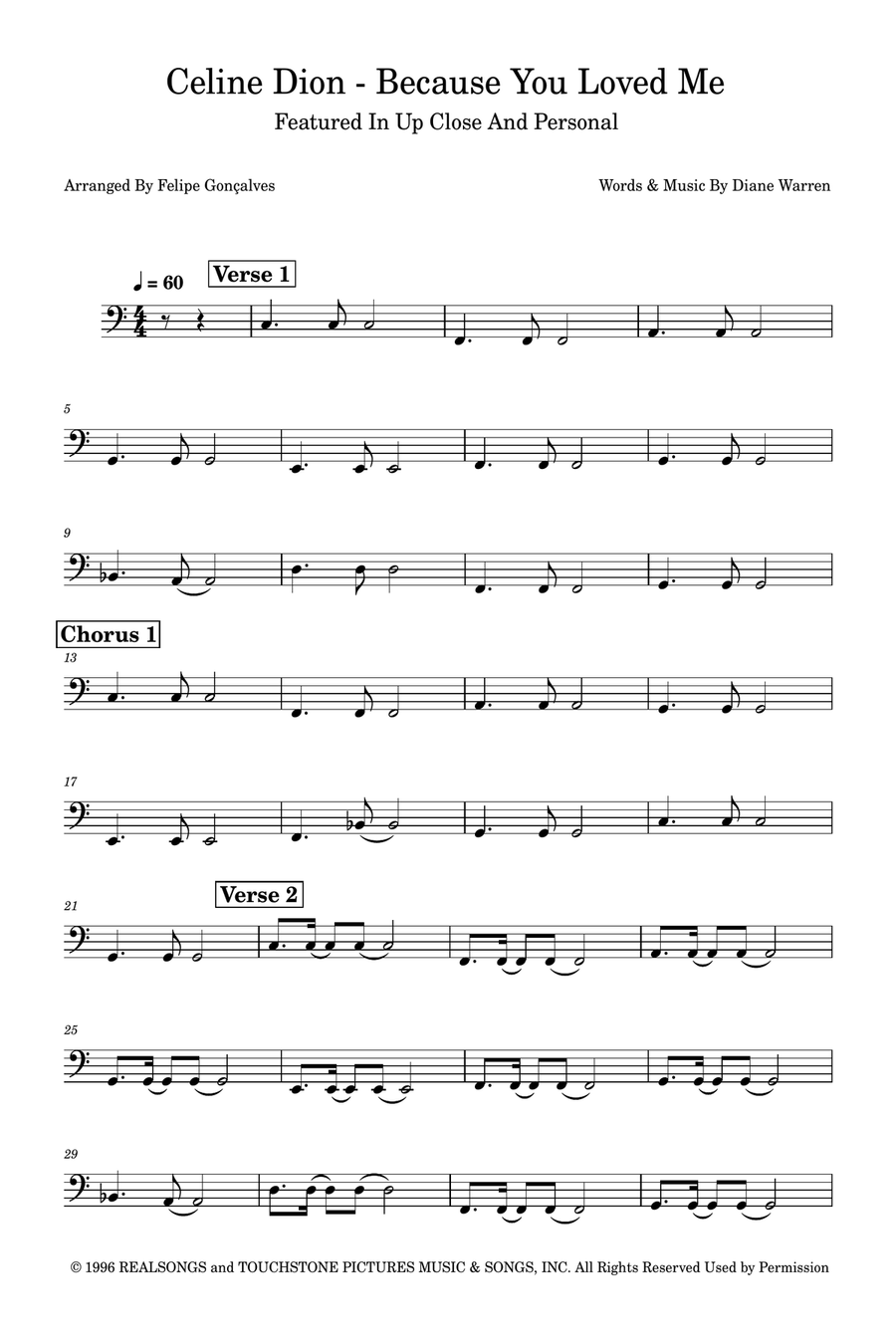 Because You Loved Me Acoustic Guitar scores gallery preview page 1
