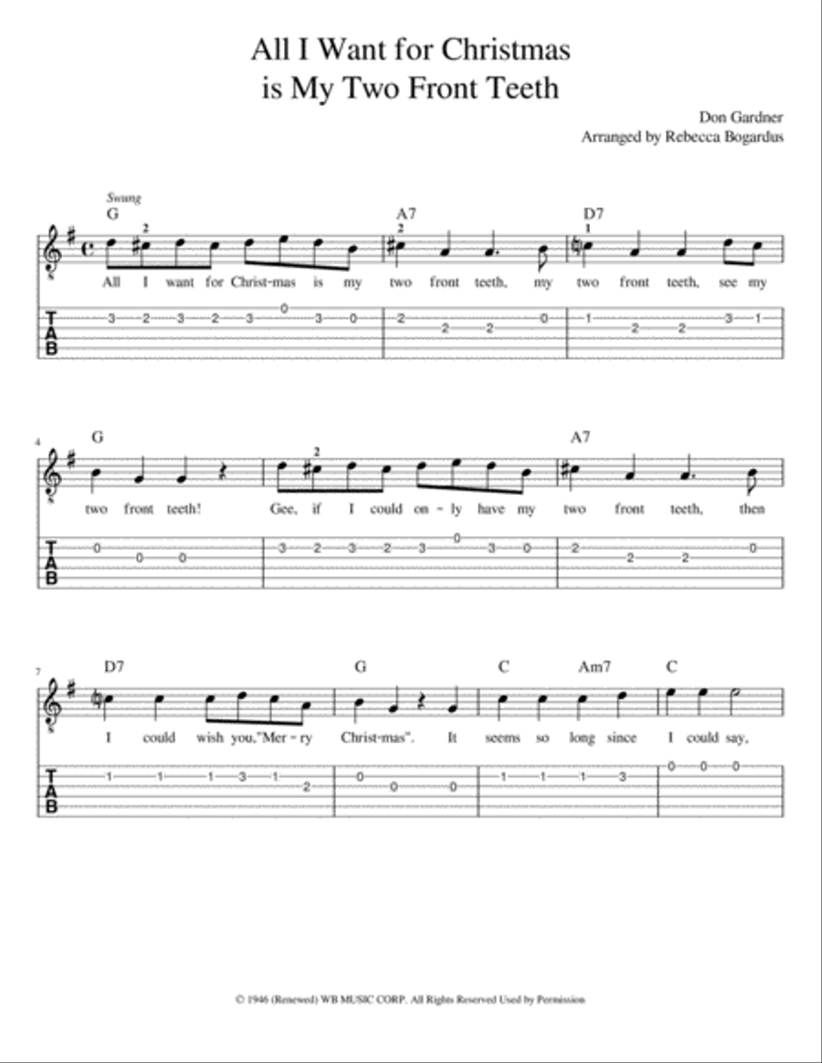 All I Want For Christmas Is My Two Front Teeth Guitar Tablature scores gallery preview page 4
