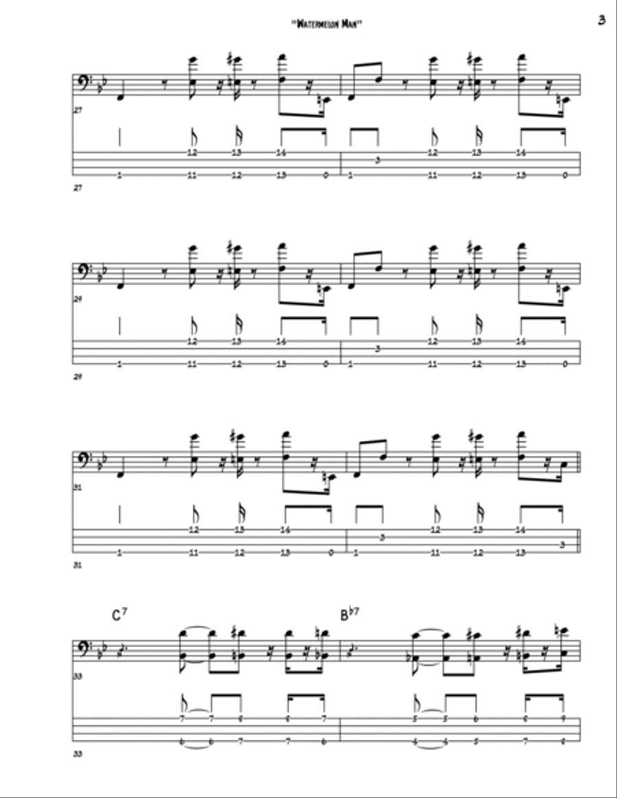 Watermelon Man Bass Guitar scores gallery preview page 3