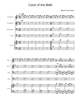 Carol of the Bells - Brass Quartet w/ Piano