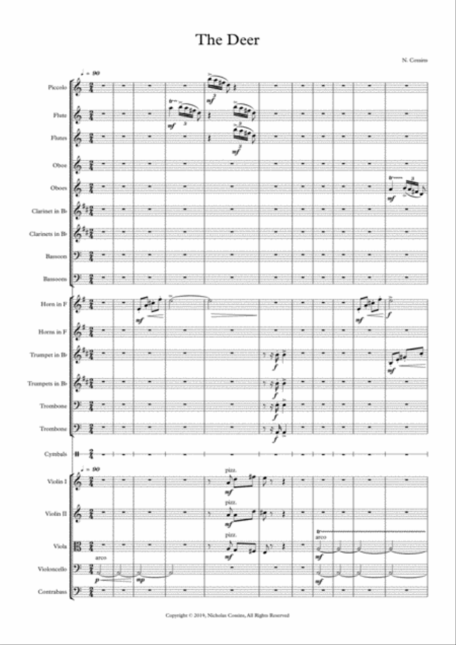 The Deer - N. Cossins (Original Orchestral Composition) Full Orchestra scores gallery preview page 2