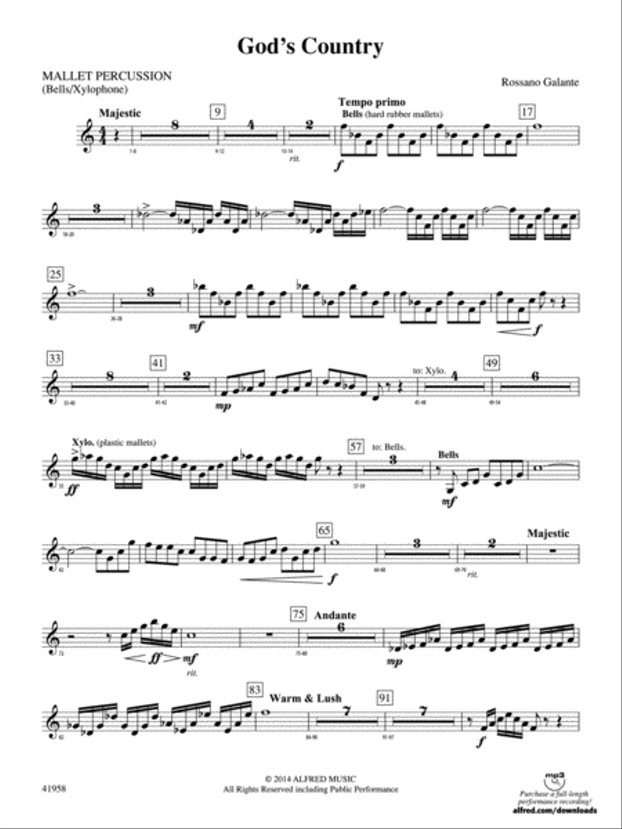 God's Country: Mallets God's Country: Mallets Concert Band scores gallery preview page 1