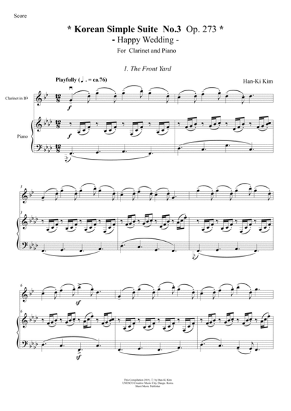 Korean Simple Suite No.3 "Happy Wedding" (For Clarinet and Piano) image number null