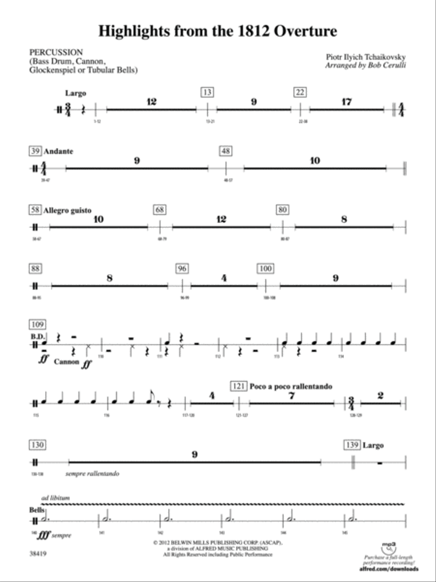 Highlights from the 1812 Overture: 1st Percussion String Orchestra scores gallery preview page 1