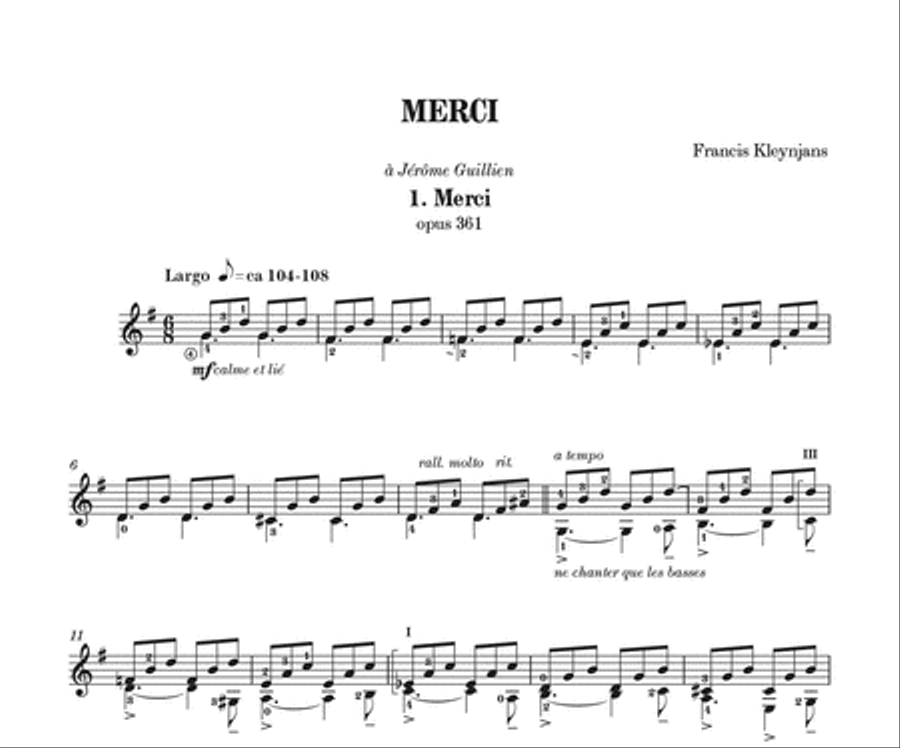 Merci Classical Guitar scores gallery preview page 2