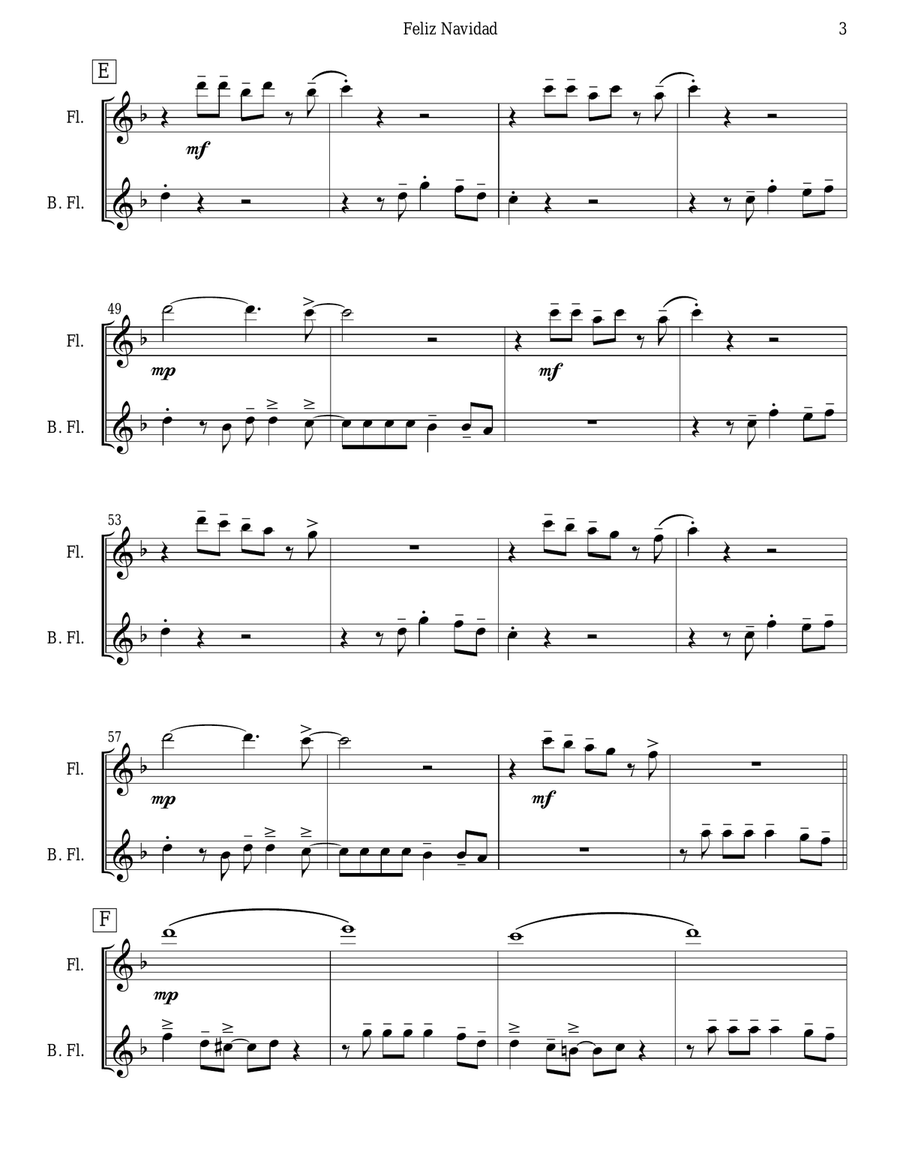 Feliz Navidad Feliz Navidad Flute Duet scores gallery preview page 3