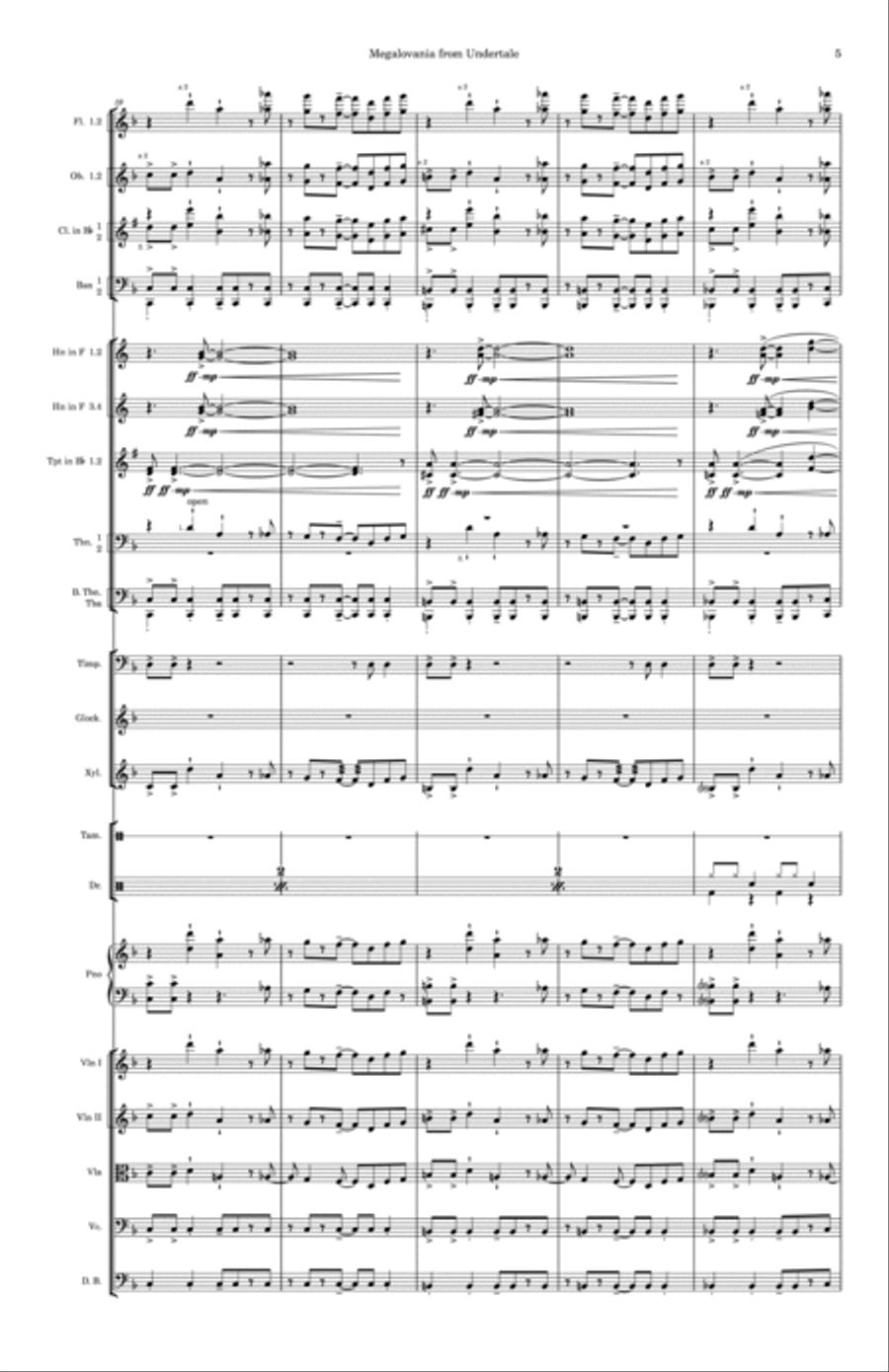 Megalovania Full Orchestra scores gallery preview page 5