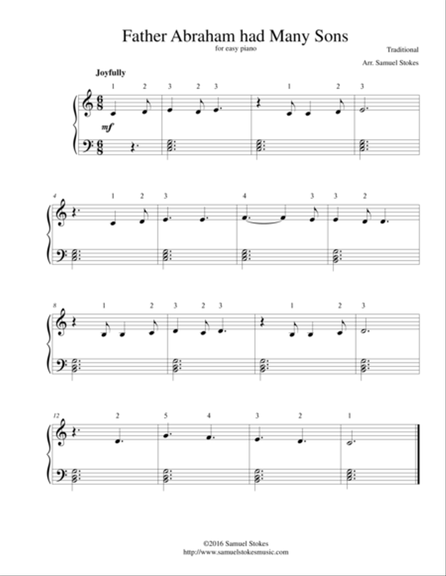 Father Abraham had Many Sons - for easy piano Piano Method scores gallery preview page 1
