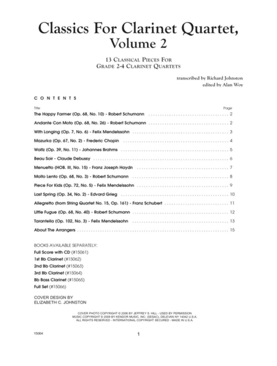 Classics For Clarinet Quartet, Volume 2 - 3rd Bb Clarinet