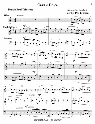 Cara e Dolce-Scarlatti-Double Reed Trio