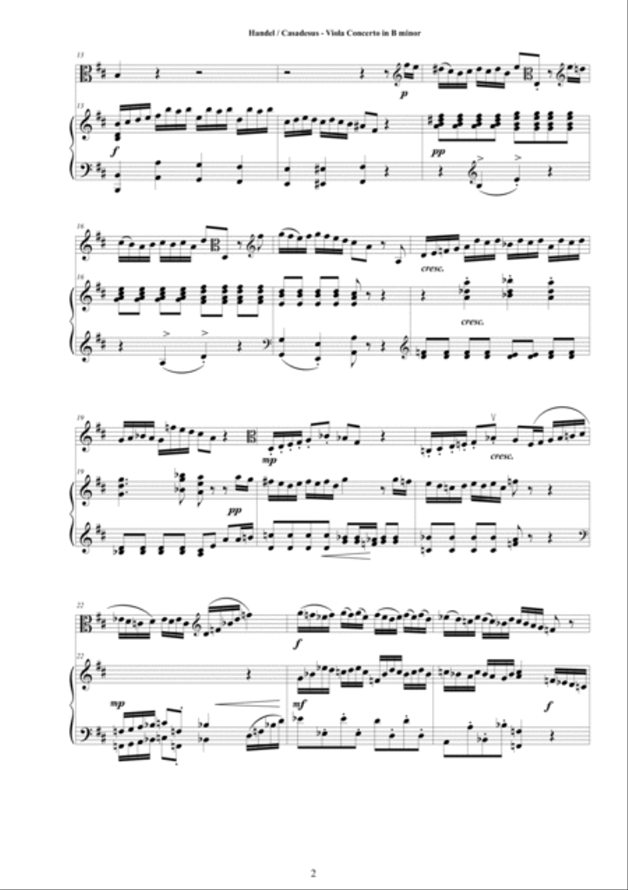 Handel-Casadesus - Viola Concerto in B minor for Viola and Piano Piano scores gallery preview page 2
