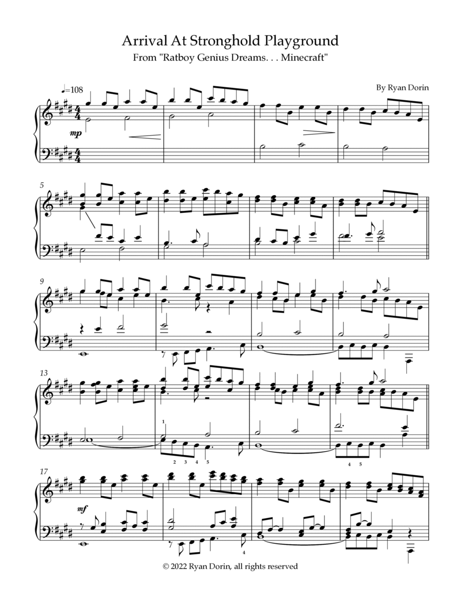 Arrival At Stronghold Playground Piano Solo scores gallery preview page 1