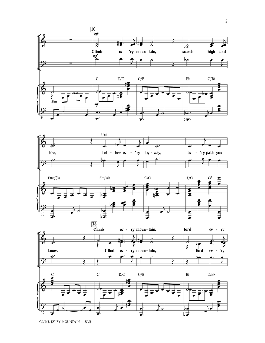 Climb Ev'ry Mountain (from The Sound Of Music) (arr. Ed Lojeski) 3-Part scores gallery preview page 2