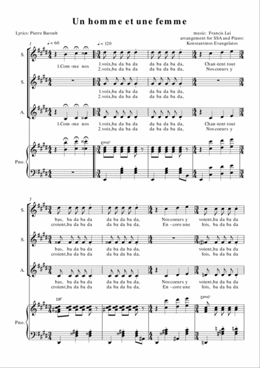 Un Homme Et Une Femme SSA scores gallery preview page 2