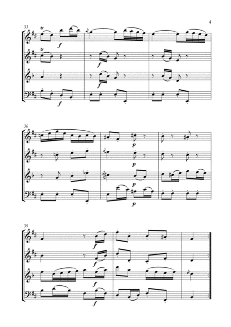 Badinerie (J.S. Bach) for Woodwind Quartet Woodwind Quartet scores gallery preview page 5