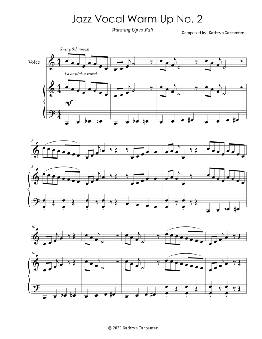 Jazz Vocal Warm Up No. 2 Vocal Jazz Ensemble scores gallery preview page 1