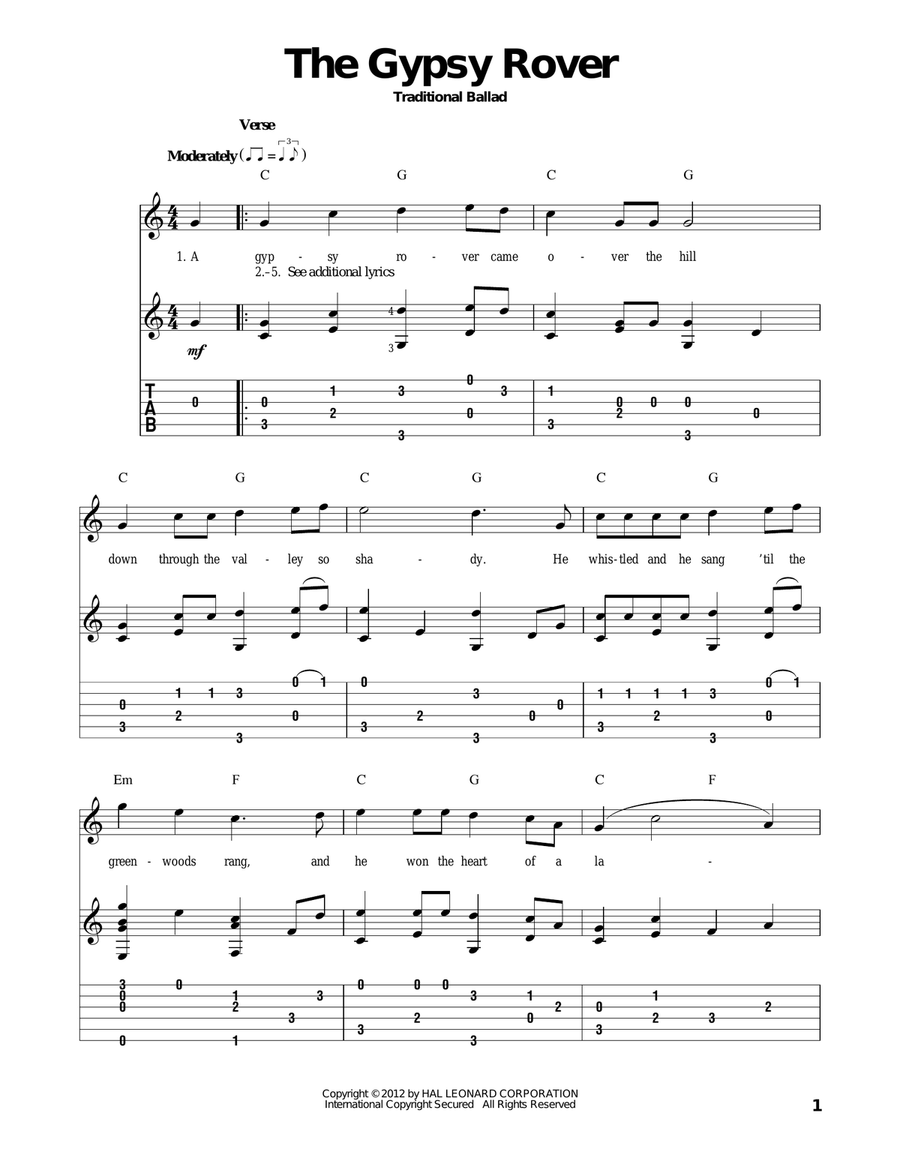 The Gypsy Rover Acoustic Guitar scores gallery preview page 1