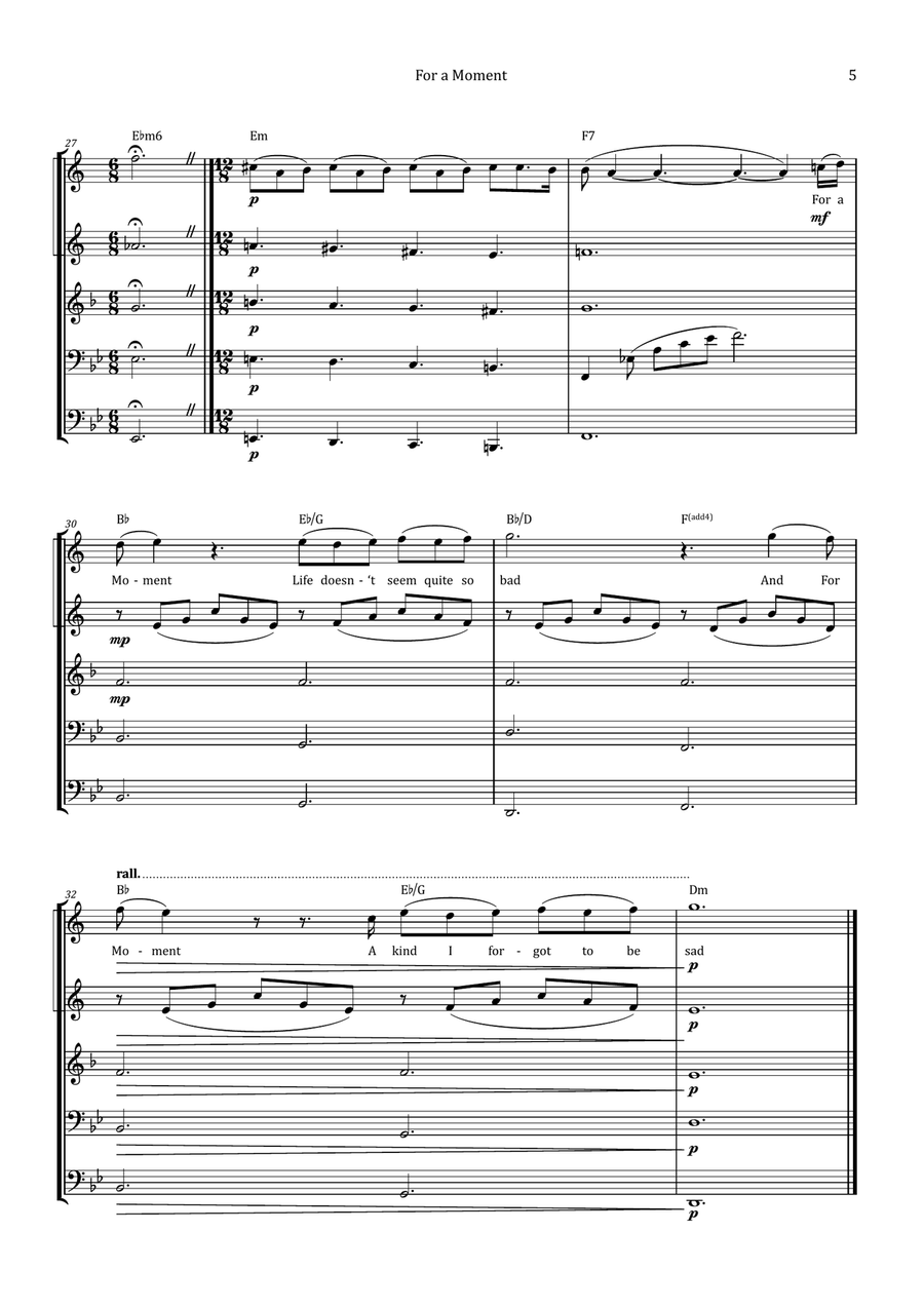 For A Moment Brass Quintet scores gallery preview page 5
