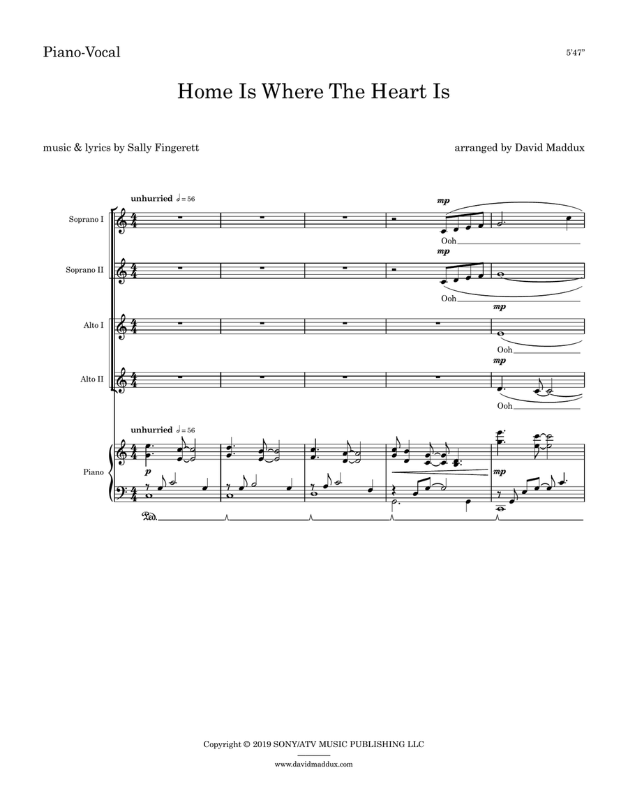 Home by David Maddux SSAA - Digital Sheet Music