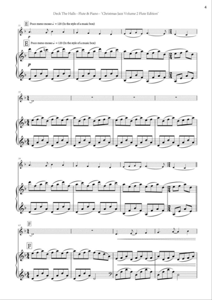 Deck The Halls - Flute and Piano by Chris Lawry and Keri Degg. Includes FREE demo and backing tracks Flute Solo scores gallery preview page 4