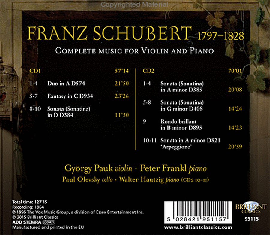 Schubert: Complete Music for Violin & Piano