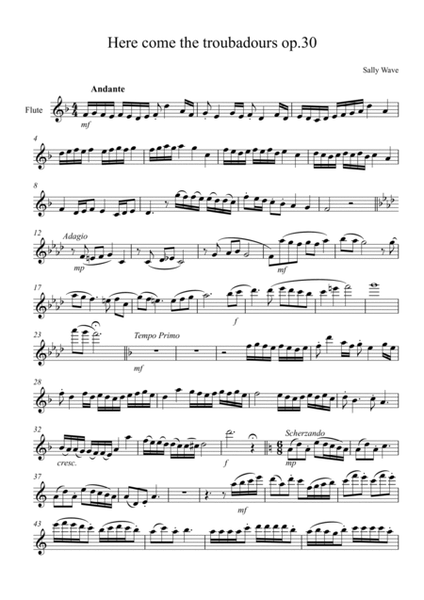 Here come the troubadours op. 30 flute part from Duet for flute and clarinet