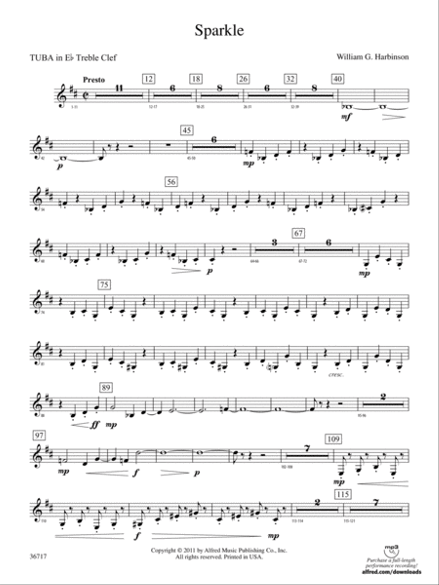 Sparkle: (World Part) E-flat Tuba T.C. Concert Band scores gallery preview page 1