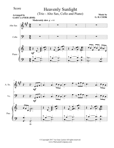 HEAVENLY SUNLIGHT (Trio - Alto Sax, Cello & Piano with Score/Parts) image number null