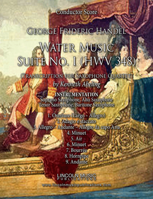 Book cover for Handel - Water Music Suite No. I Movements 1-9 (for Saxophone Quartet SATB)