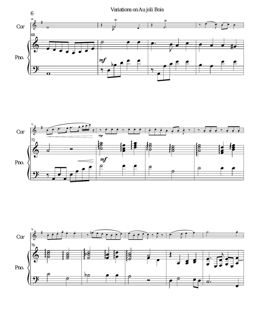 Variations on au Joli Bois for cor anglais and piano English Horn scores gallery preview page 6