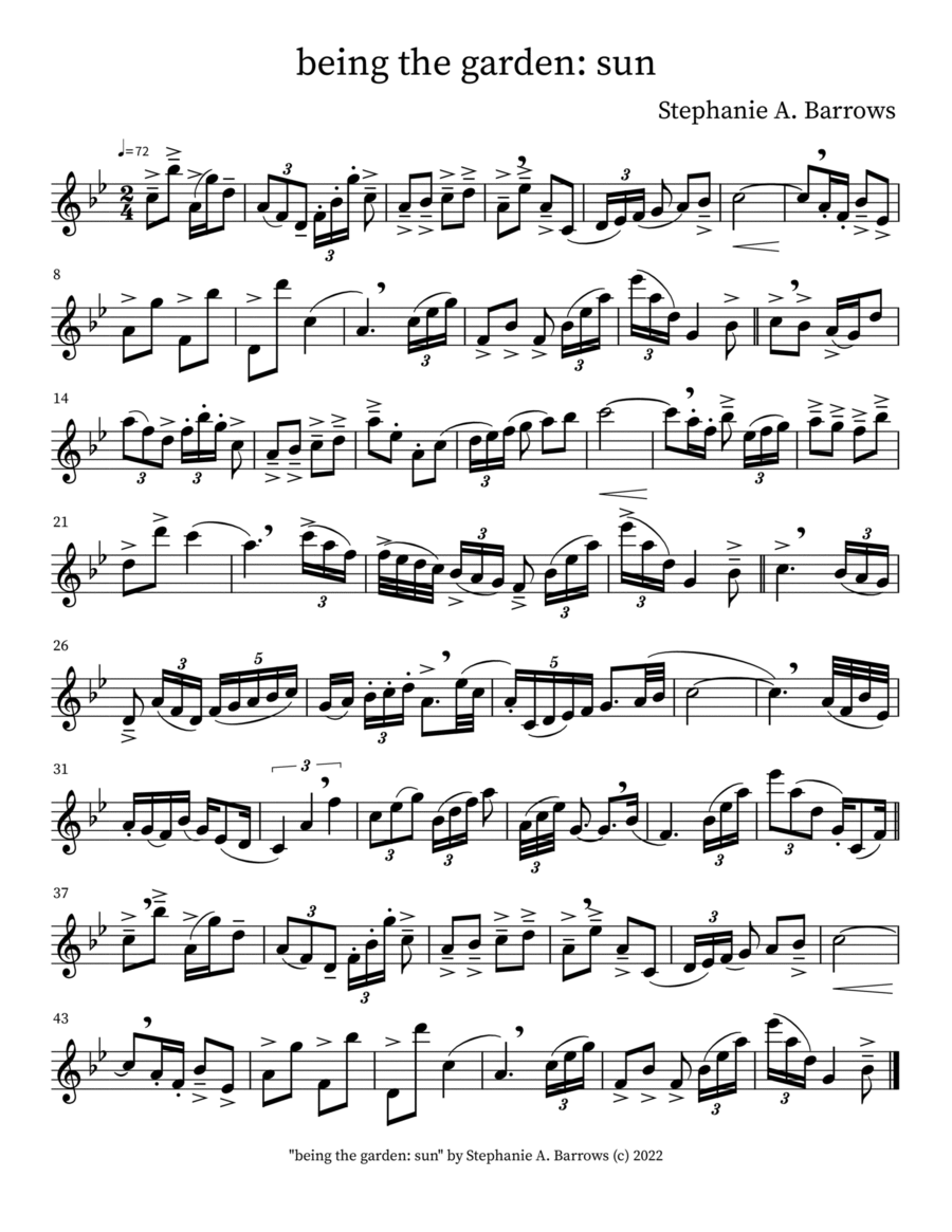being the garden: sun Flute Solo scores gallery preview page 1
