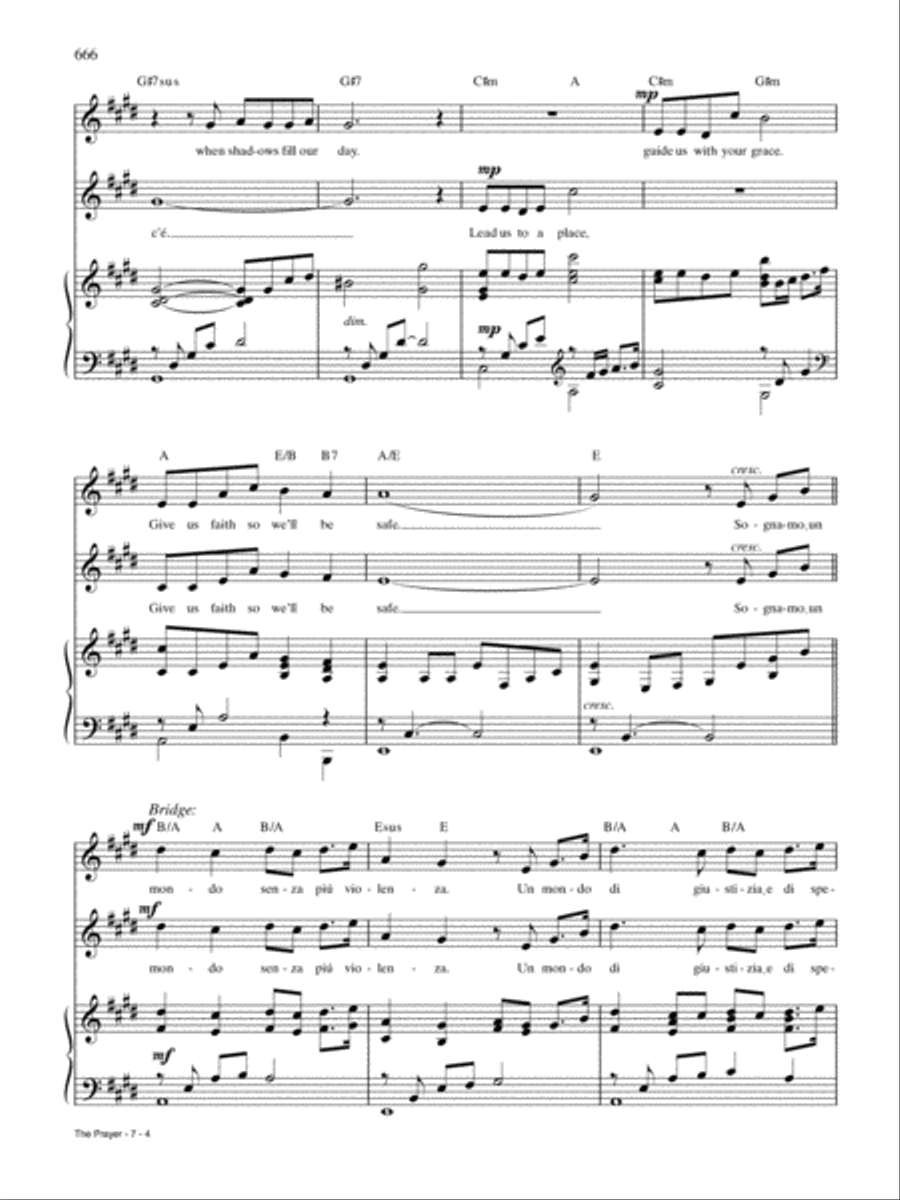 The Prayer (Italian/English Version) Piano, Vocal, Guitar scores gallery preview page 4